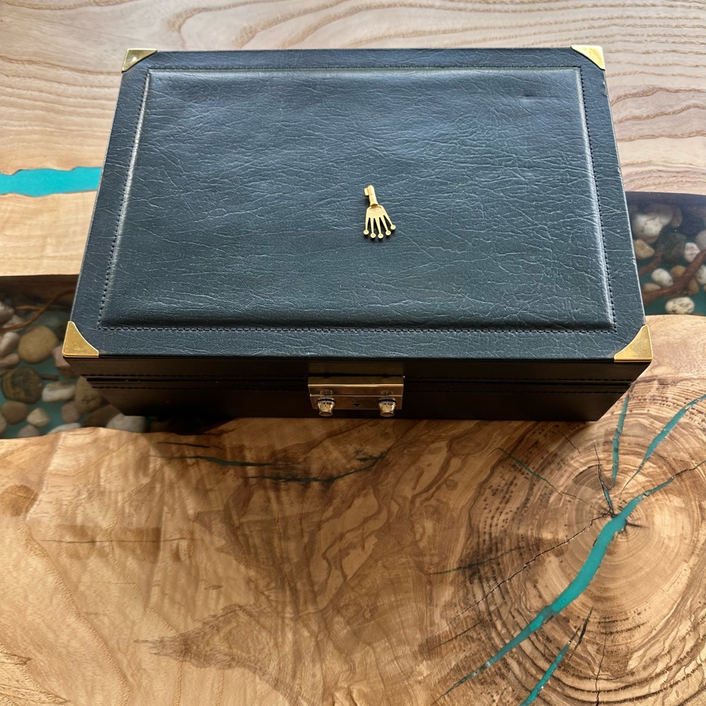 Black Leather Vintage Rolex President Jewelry Box With Slots For 8 Watches